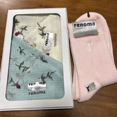 renoma 花柄ハンカチ 2枚セット 靴下