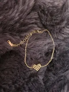 ゴールド ハート型 ブレスレット Fサイズ