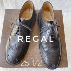 【美品ツリー付 ❗】REGAL ブラックレザー ウィングチップ 外羽根 25.5