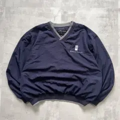 USA古着　PAGE＆TUTTLE　ナイロンプルオーバー　ネイビー　企業ロゴ