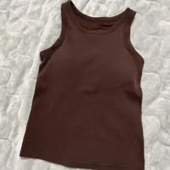 ブラウン タンクトップ S カップ付き　ユニクロ　UNIQLO