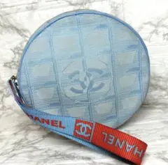 CHANEL シャネル　ニュートラベルライン　キャンバス　ポーチ　ラウンド