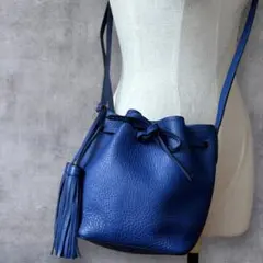 PARLEY エルクレザーショルダーバッグ スエード フリンジ ブルー 革工房 PARLEY エルクレザーショルダーバッグ スエード フリンジ ブルー 革