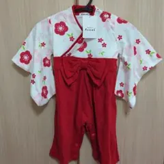 新品 Aenak 袴ロンパース 80cm 花柄 赤のサムネイル