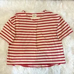.スタジオクリップ 半袖カットソー 赤 レッド　L ストライプ　ボーダー