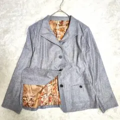 ノアージェ テーラードジャケット L 光沢 個性的 裏地総柄 通勤