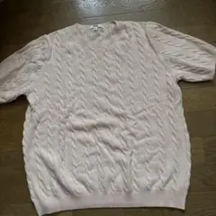 ユニクロUNIQLO3XL ピンク ケーブルクルーネックセーター