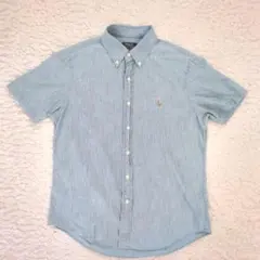 美品 現行 ラルフローレン シャンブレー インディゴ 半袖BDシャツ M QR
