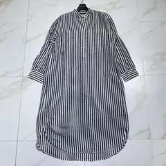 22ss♡イエナ ストライプバウンスシャツワンピース バンドカラー