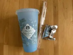 スタバ　ミステリーカラーチェンジングリユーザブルコールドカップ＋キャップ　ブルー