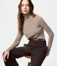 メリノリブタートルネックセーター