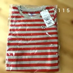 ロンT 赤とベージュのストライプ 115