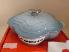 ル・クルーゼ プレートフルール コースタルブルー 両手鍋 新品未使用