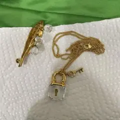 スワロフスキーネックレスとブローチ