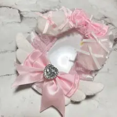 B8ホワイトピンク うさ耳 トレカケースデコ 硬質ケースデコ レースデコ 推し活