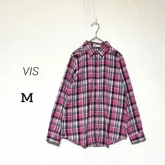 【VIS】着回し抜群✨チェック柄 長袖 シャツ ネルシャツ デイリーカジュアル