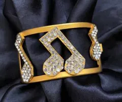 ★ヴィンテージ*イタリア*スワロ*音符カフスブレスレット★音楽