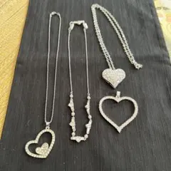 ハート型ストーン装飾ネックレスセット