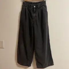 GU TEEN ブラックデニム　ワイドパンツ サイズS(140)