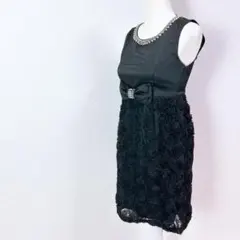 ■ アサクラ パーティドレスワンピース 立体花柄 ノースリーブ