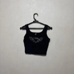 タンクトップ ブラック ストーン付き