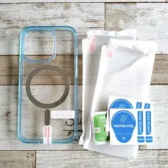 ⭐匿名配送⭐iPhone14Proクリアブルーケースフィルム2枚セット☆