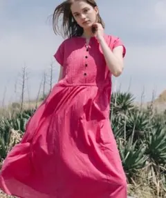 フリークスストア　ワンピース　フリー　フューシャピンク　大人カジュアル　インド綿