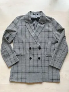 GU ジーユー テーラードジャケット チェック グレー ジャケット Lサイズ