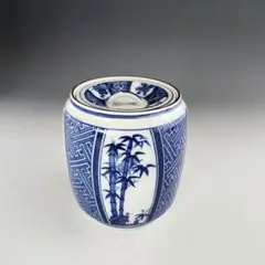 ☆セール☆　水指　染付　箱はなし　作者名不詳　四君子　お稽古　茶道　茶道具