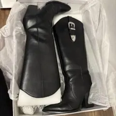 ブラックレザーウエスタンブーツ