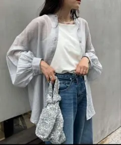 チャオパニックティピー　シアーバンドカラーシャツ　グレーのサムネイル