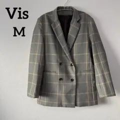 ふぬふぬ様Vis♡ヴィス　エコウールタッチジャケットダブル長袖　チェック柄【M】