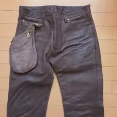 雰囲気系】レザーパンツ 牛革 w30 ブラウン 茶色 フェード アジあり