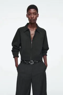 COS ダブルフェイスニットジャケット ダークグレーのサムネイル