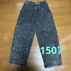 デニムワイドパンツ　ブラック　150