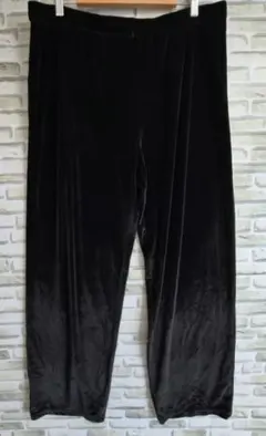 ベロア ストレートパンツ 無地 L 黒 ベロア カジュアル ズボン