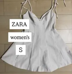 【ザラ】ZARA ホワイト キャミワンピース ミニワンピース Sサイズ