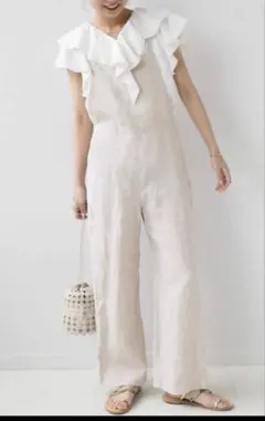 ジャーナルスタンダードレリューム　ベージュ　リネン　サロペット　サイズ36