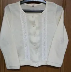 カーディガン　パールボタン　レース飾り　ティペット付き