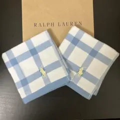 新品　ラルフローレン　ガーゼタオルハンカチ　2枚セット　水色