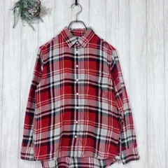 ☆ ユニクロ/UNIQLO (S) チェック柄 長袖シャツ レッド 赤