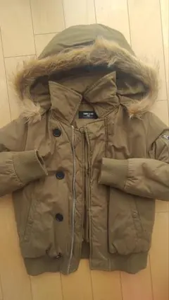 COMME CA ISM オリーブ色ファー付きジャケット 150cm