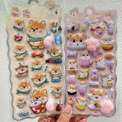 人気 柴犬 ハムスター 肉球 ぷにぷに シール 2枚セット