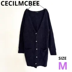 セシルマクビー】ロングカーディガン Ｖネック ボレロ M 金パールボタン 美品
