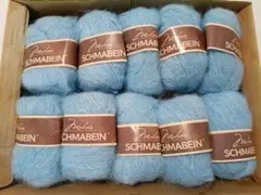 モヘア混毛糸 シルクモヘアライトブルーアルパカモヘア　10玉セット