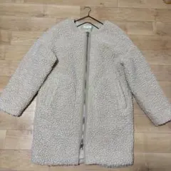 ビューティー＆ユース ボアダブルジップノーカラーコート 裏起毛 S