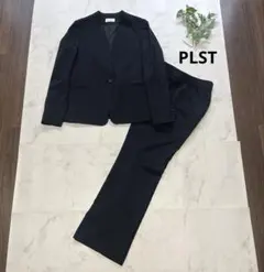 美品　PLST パンツスーツ　ノーカラージャケット　セットアップ　S 洗える　黒