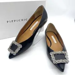 【極美品】 ピッピシック パンプス バックル ブラック レザー 23.5cm