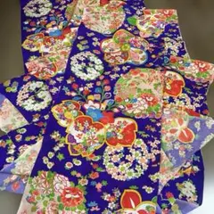 和風　花柄　生地 はぎれ　紫　赤　セット