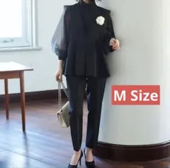 ペプラム セットアップ RUIRUE BOUTIQUE パンツスーツ　黒 M